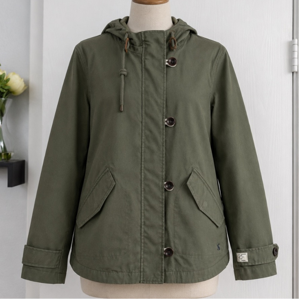 Joules Coast Waterproof Hooded Jacket in Olive Green Size 8